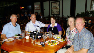 July 2015 - Jim Criswell, Don and Karen Boyd, Wendy Criswell and Jim Hager about to dine at the Colonnade Restaurant in Tampa