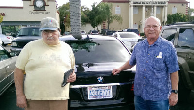 January 2015 - Nelson Hernandez and Eric D. Olson with a fine looking BMW at the Ranch House in Hialeah