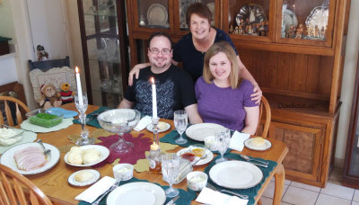 November 2015 - Karen presiding over Thanksgiving Day dinner at our home with Jonny and Donna