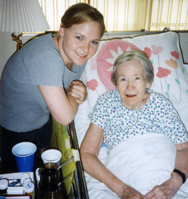 August 1999 - Karen Dawn with Aunt Beatrice right after Aunt Norma passed away