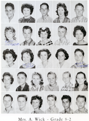 1962 - Grade 8-2 at Palm Springs Junior High - Mrs. Wick