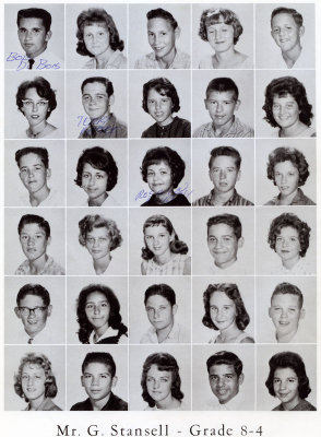 1962 - Grade 8-4 at Palm Springs Junior High - Mr. Stansell