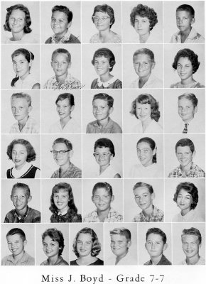 1962 - Grade 7-7 at Palm Springs Junior High - Miss Boyd