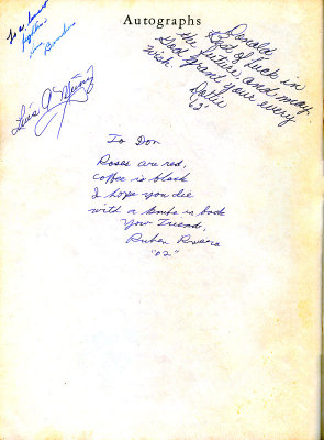 1962 - Autographs at back of Palm Springs Junior High yearbook