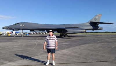 November 2016 - Don Boyd with USAF Rockwell B-1B Lancer bomber with the Thunderbirds underneath and behind the B-1B