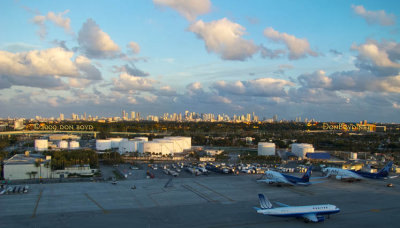 December 2009 - the Miami skyline at sunset as seen from Miami International Airport