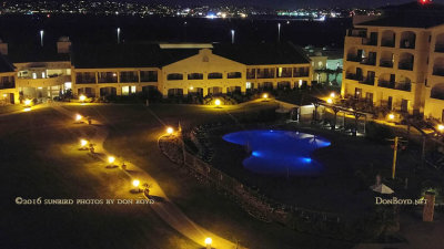 2016 - night time view of the grounds and pool at the Navy Lodge at North Island Naval Air Station