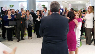 February 2016 - Marcia Fernandez-Morin greeting  Deputy Mayor Alina Hudak on right side during her retirement party