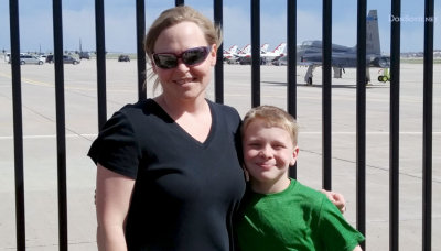 May 2016 - Karen and Kyler with the Thunderbirds in the background at Peterson Air Force Base