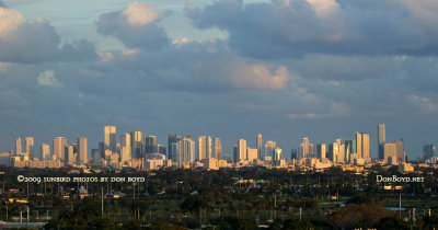 December 2009 - closeup of the Miami skyline at sunset as seen from Miami International Airport