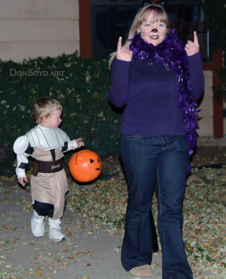 October 2008 - Kyler and Karen trick or treating on Halloween