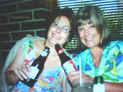 October 2008 - Linda Grother and Brenda Reiter drinking beers somewhere in South Florida