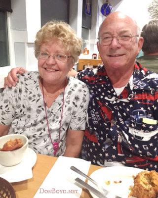 July 2017 - Elizabeth Strasser Olson and Eric D. Olson at Roy's Restaurant in Steinhatchee, Florida