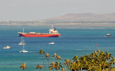 Boats and ships off of Waikiki Beach, Honolulu