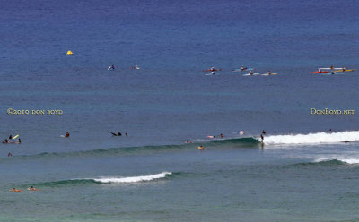 2010 - boaters, swimmers and surfers in the ocean offshore of the Hale Koa military resort on Waikiki Beach