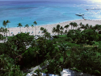 The view of the Pacific, the grounds of Ft. DeRussy and the beach from our spacious balcony