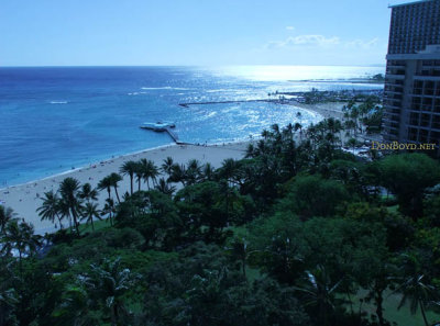 The view of the Pacific, the grounds of Ft. DeRussy and the beach from our spacious balcony