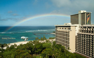 2009 - a beautiful rainbow over the beach between the Hale Koa Hotel and the Hilton Hawaiian Village