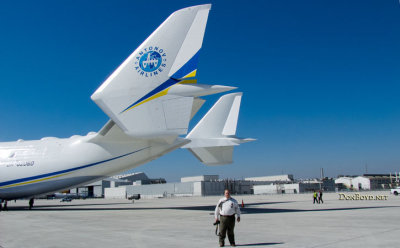February 2010 - Airside Division Manager Lonny Craven and the twin tails of the Antonov An-225 at MIA