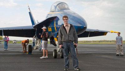 April 2008 - John Padgett with one of the U. S. Navy Blue Angels F/A-18's at Smyrna Airport, Tennessee