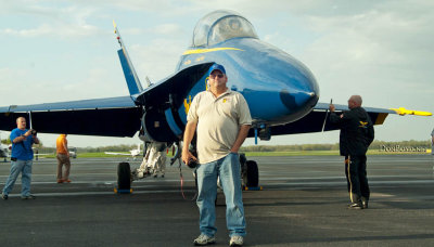 April 2008 - Brian Casidy with one of the U. S. Navy Blue Angels F/A-18's at Smyrna Airport, Tennessee