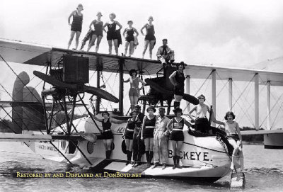 1920-1924 - bathing beauties posing on the Aeromarine Airways Model 75 (converted Navy Curtiss F5L) flying boat Buckeye 