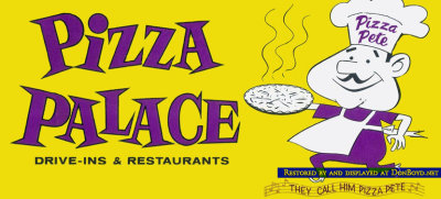 A Pizza Palace bumper sticker with Chef Pizza Pete