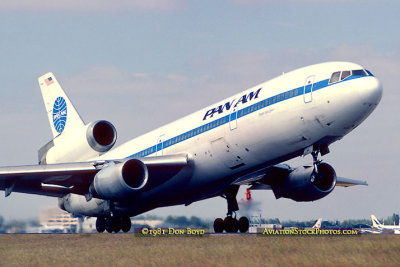 1981 - Pan Am DC10-10 N68NA Clipper Star Gazer taking off on runway 12 at Miami International Airport aviation airline photo
