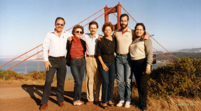 1984 - Don Boyd, Doreen Fry, Alan Stone, Liz Fortner, Brian and Maria Colon at the Golden Gate Bridge