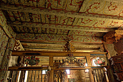 Ceiling Fresco and Chancery, Kvernes Stave Church, Norway.