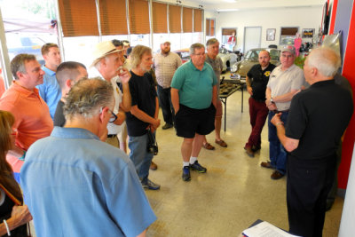 About a dozen of the 50+ PCA Chesapeake members present take the first of several tours of the restoration facility. (1043)