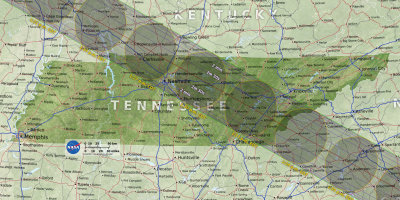 Total Solar Eclipse Map, Courtesy of NASA. Note: Most of Tennessee is in Central Time Zone; part of it is in Eastern Time Zone.