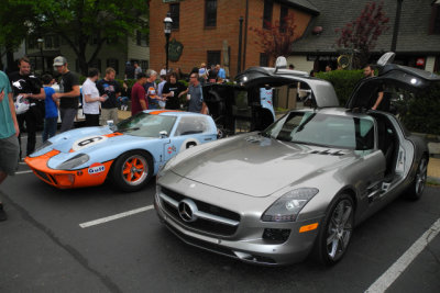 Very good replica of 1968 GT40 and a rcedes-Benz SLS AMG,ars & Coffee in Great Falls, VA (DSCN0833)