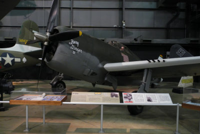 Republic P-47D Razorback Thunderbolt on display is an early version, nicknamed for the ridge behind the cockpit. (8228)