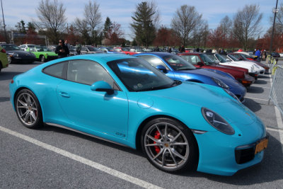 2018 Porsche 911 GTS, Miami Blue, spectator parking lot, Porsche Swap Meet in Hershey, PA (0640)