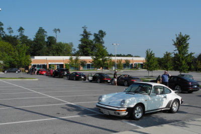 32 of 33 cars gathered in Reisterstown, MD, for the Catoctin Mountain Summer Tour -- PCA-CHS 2018 Tour No. 9. (3524)