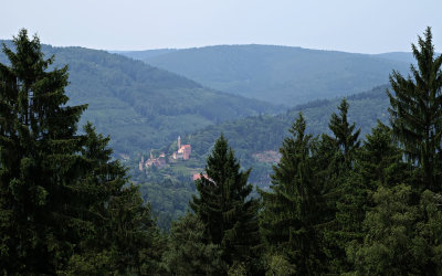 Schloss Hirschhorn i Odenwald, Tyskland. Skogen r vidstrckt!