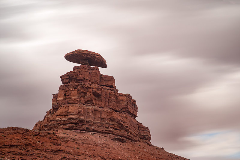 Mexican Hat Rock in the rain.