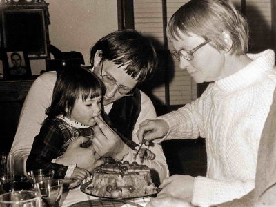 Denyse, Hervé et Elisabeth bébé, Noel 1972