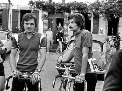 1977-Nicolas et François à Gardères avant l'épreuve contre la montre