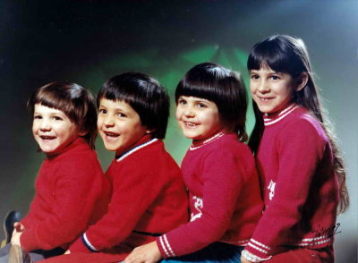 Les enfants de Monique et Manuel : Olivier, Bruno, Patricia et Chantal en 1974