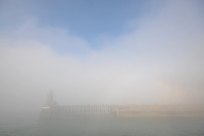 Sea front in the fog