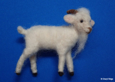 Wool needle felted goat by Marsha Fletcher USA