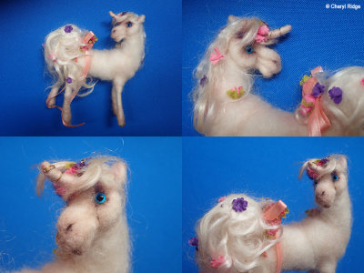 Wool needle felted unicorn horse by Mikki Klug USA