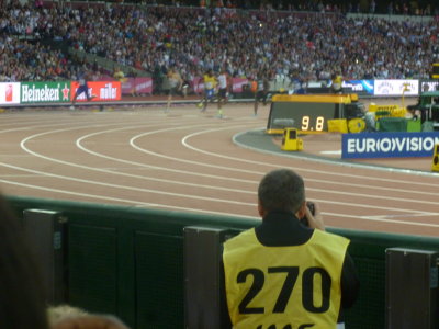 The finish of Justin Gatlin's heat