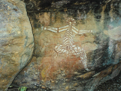 Australian rock art at Kakadu National Park. Art represents the bogey man.