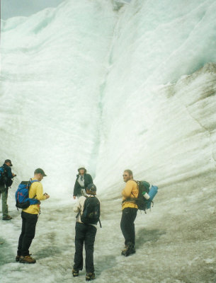 The guide showing us the ice wall. No one wanted to try it