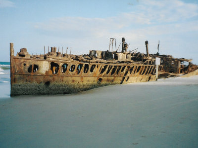 Shipwreck slowly decaying on the island