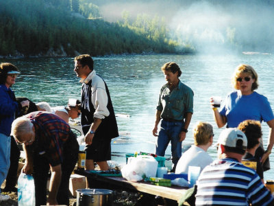 Relaxing over a fish barbeque