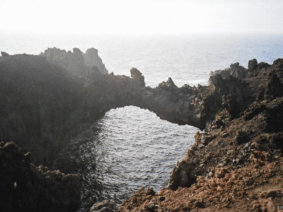 A volcanic rock arch